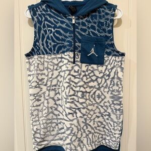 Jordan YL Blue Patterned Sleeveless Hoodie